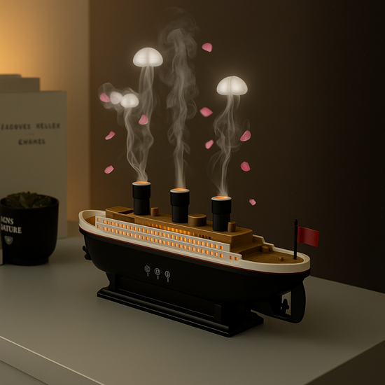 Titanic Schiff Luftbefeuchter mit LED & USB – 250 ml Ultraschall-Diffusor für ätherische Öle NEU